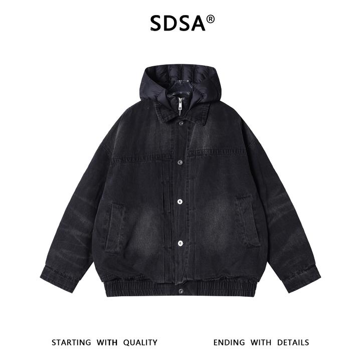 SDSA男士秋冬新款痞帅男装时尚羽绒服拼接连帽设计外套百搭时尚