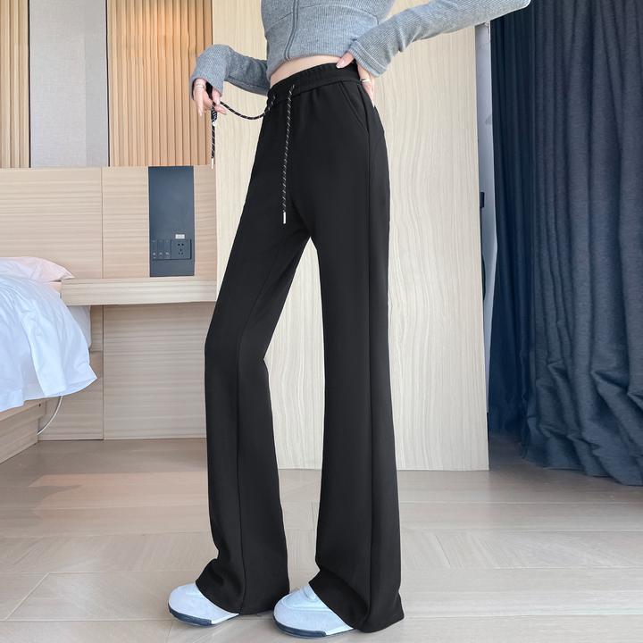 爆款微喇裤女春秋季新款通勤风高腰宽松弹力百搭运动休闲马蹄裤