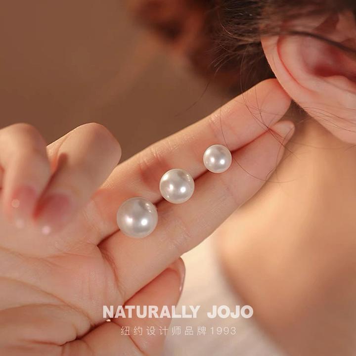 非金属仿珍珠耳饰 925银针仿珍珠耳钉女小众设计气质百搭港风耳环