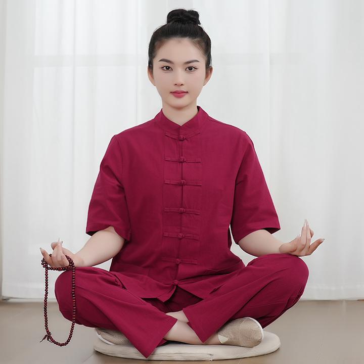 新款夏季禅服套装短袖唐装男女打坐居士服中国风养生馆工作服定制