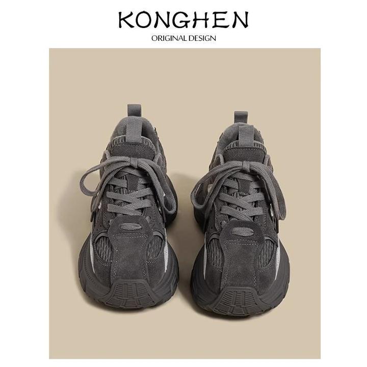 【DR专柜正品】明星同款！厚底老爹鞋女2025春季新款复古灰白色小众