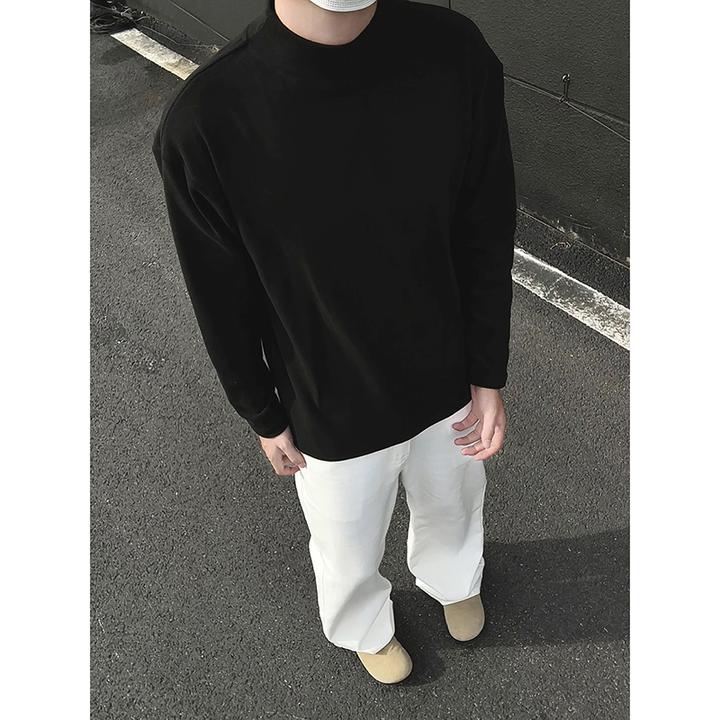 秋冬款半高领打底衫男春秋德绒内搭白色保暖加绒长袖T恤纯色上衣