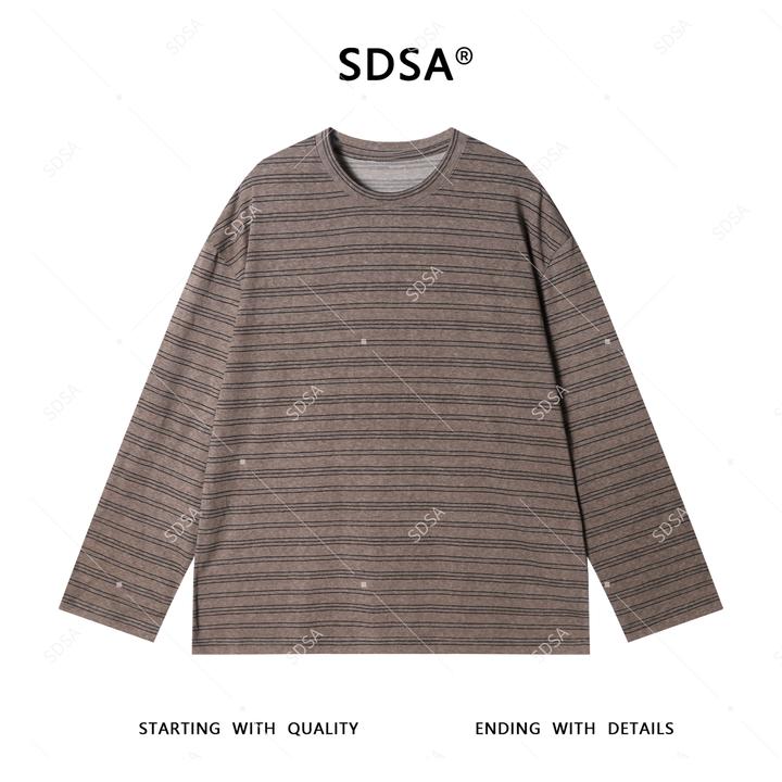 SDSA男士2025新款轻奢痞帅男装撞色条纹长袖T恤简约休闲时尚百搭