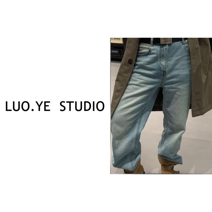 罗爷 · 【镜月】欧货加厚加绒牛仔裤子秋冬复古时尚百搭休闲直筒
