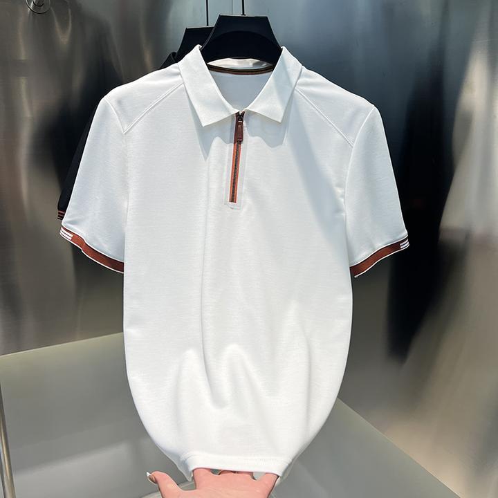 2025夏季新款男士休闲短袖时尚拉链品质百搭半袖潮流圆领潮牌T恤