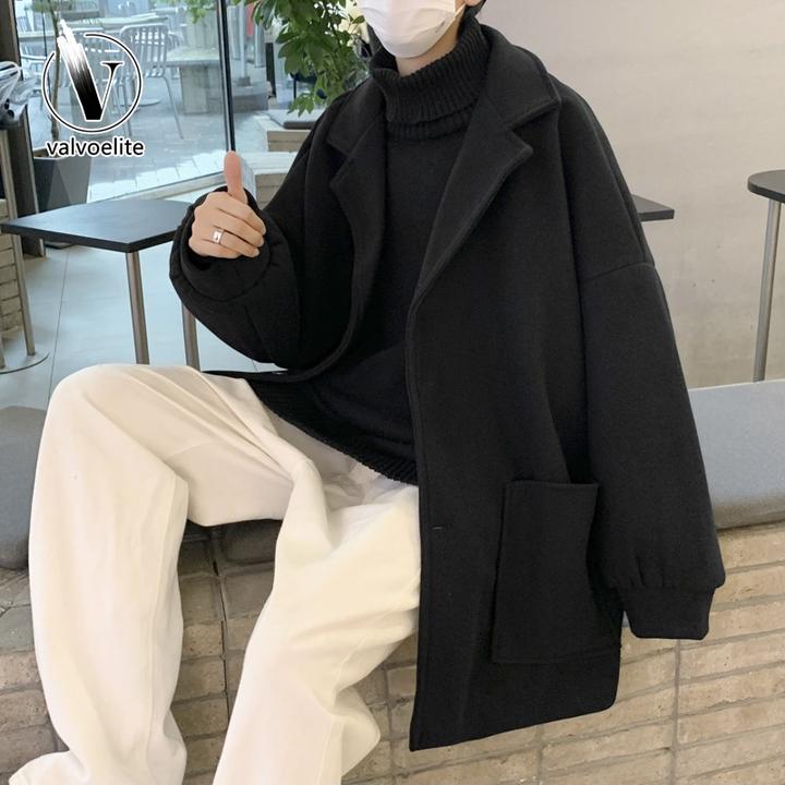 VALVOELITE冬季毛呢大衣男中长款加厚呢子外套高级感英伦风衣服