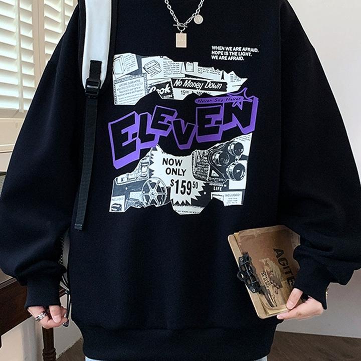 卫衣男春秋款2025新款潮牌印花长袖t恤男宽松休闲帅气春装打底衫T