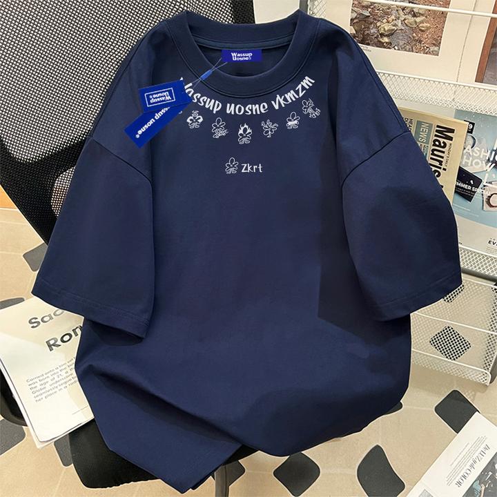 WASSUP UOSNE重磅纯棉短袖t恤男夏季美式简约宽松oversize半截袖