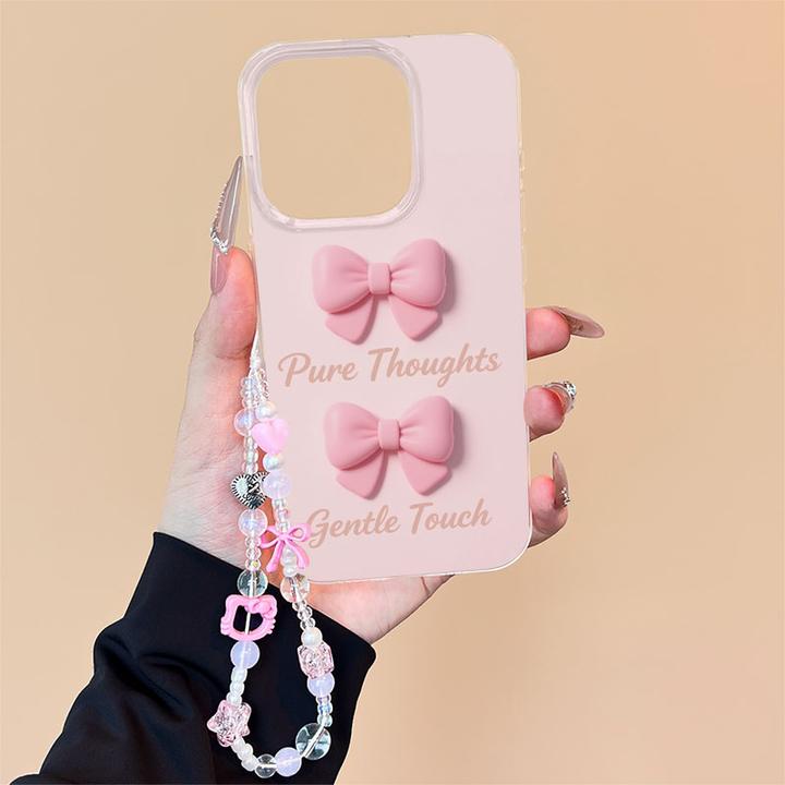 粉色蝴蝶结适用苹果13手机壳软iphone16pro/15小米vivo华为oppo套