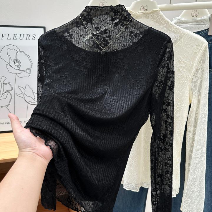 2025冬季新款半高领长袖修身打底衣洋气时髦百搭弹力正肩纯色T恤