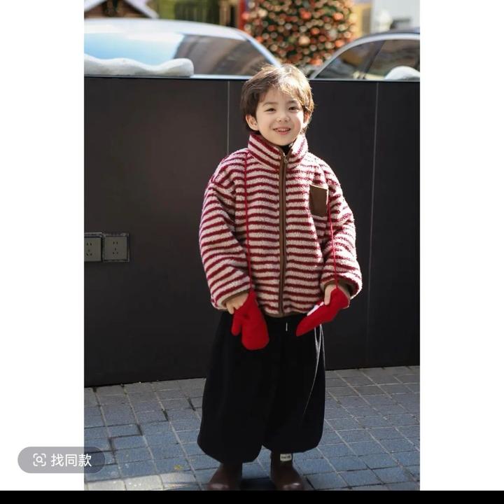 男童加绒外套2025新款洋气儿童秋冬款加厚保暖毛毛衣宝宝冬季棉衣