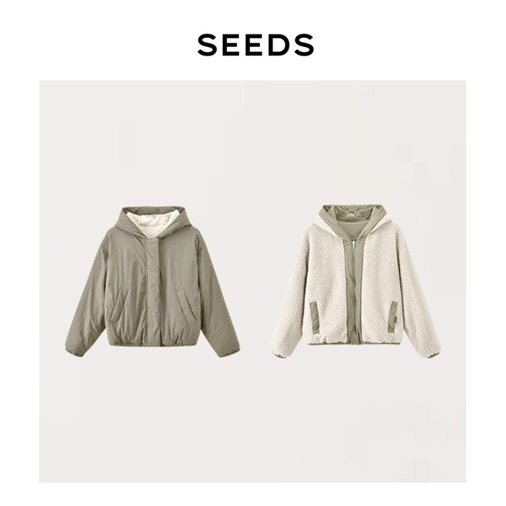 【北海道】SEEDS 双面穿！进口Cordura&羊毛摇粒绒连帽派克棉服
