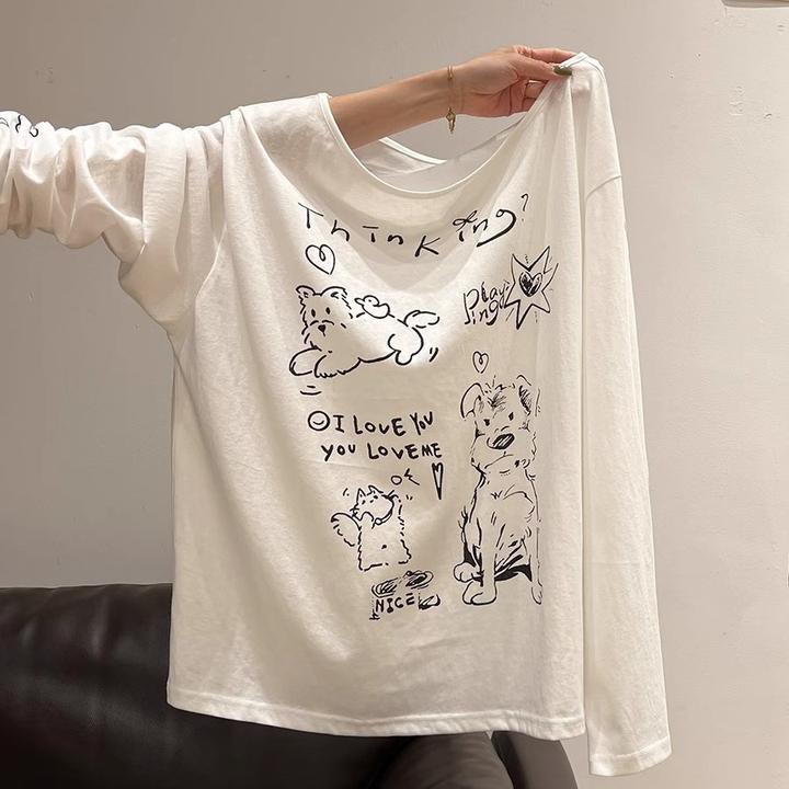 韩系独特薄款微透罩衫长袖T恤女夏季穿搭绝美超好看宽松显瘦上衣