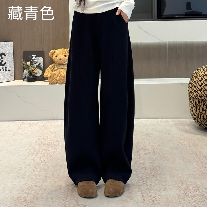宿慕SUMU女士时尚百搭加绒弯刀裤2025秋冬新款显瘦宽松休闲阔腿裤