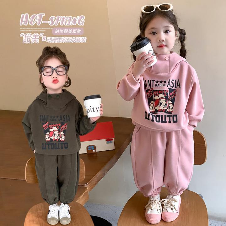 分体洋气新款宝宝爆款儿童女儿服衣服童装休闲春秋印花女童中小童