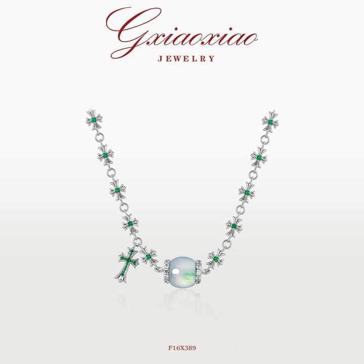 G XIAOXIAO 项链 轻奢气质复古高级十字架路路通项链 F16X389