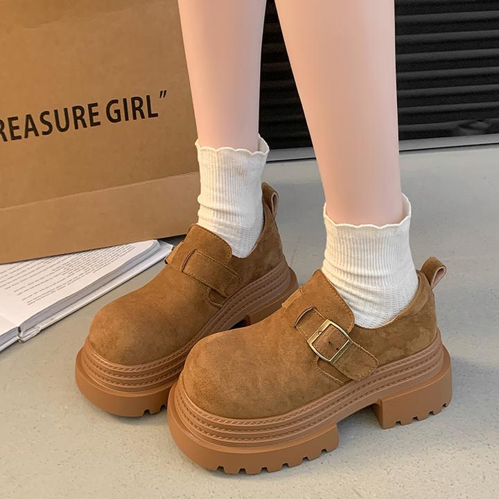 厚底复古勃肯鞋女2025春季新款百搭小个子增高6cm乐福鞋博肯女鞋