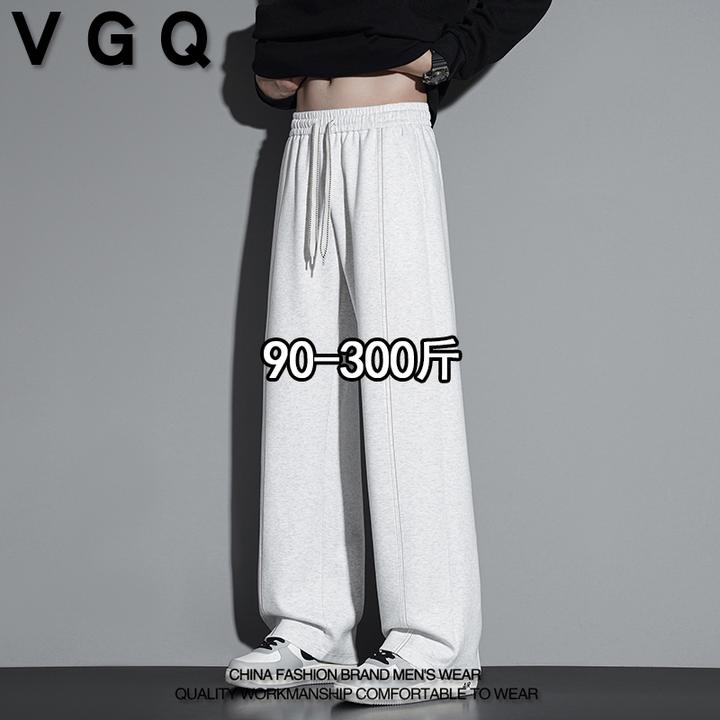 VGQ男士休闲裤秋季新款加肥加大码宽松美式休闲高街百搭直筒裤子