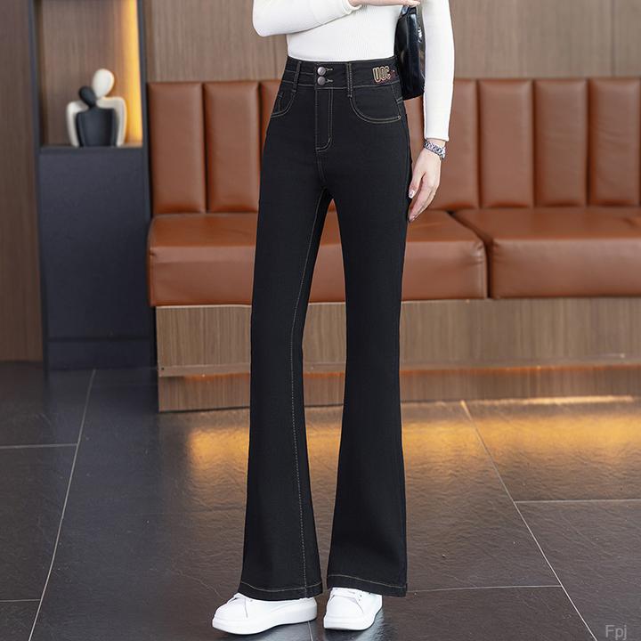 原创黑色微喇牛仔裤女2025新款复古高腰修身显瘦弹力喇叭裤马蹄裤