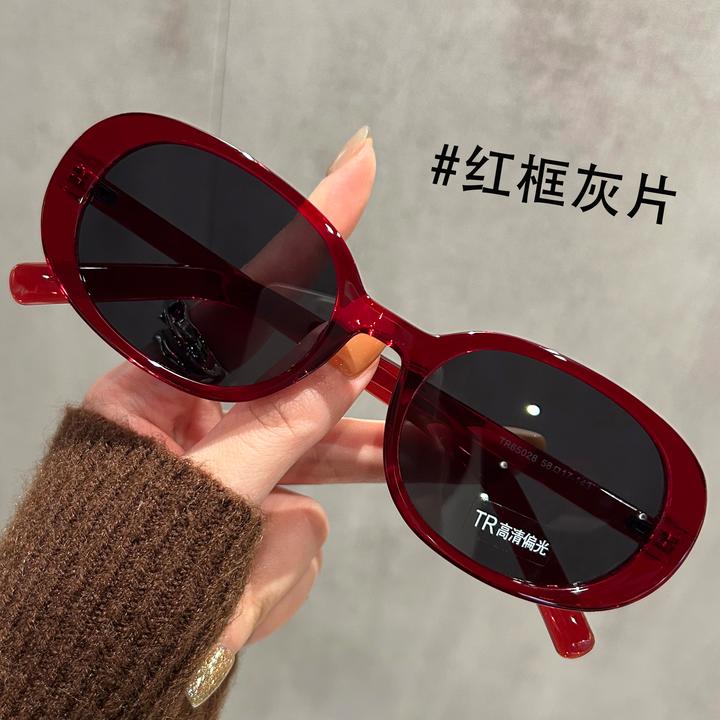 复古红色圆框墨镜2025新款高级感适合方圆脸防紫外线复古太阳眼镜
