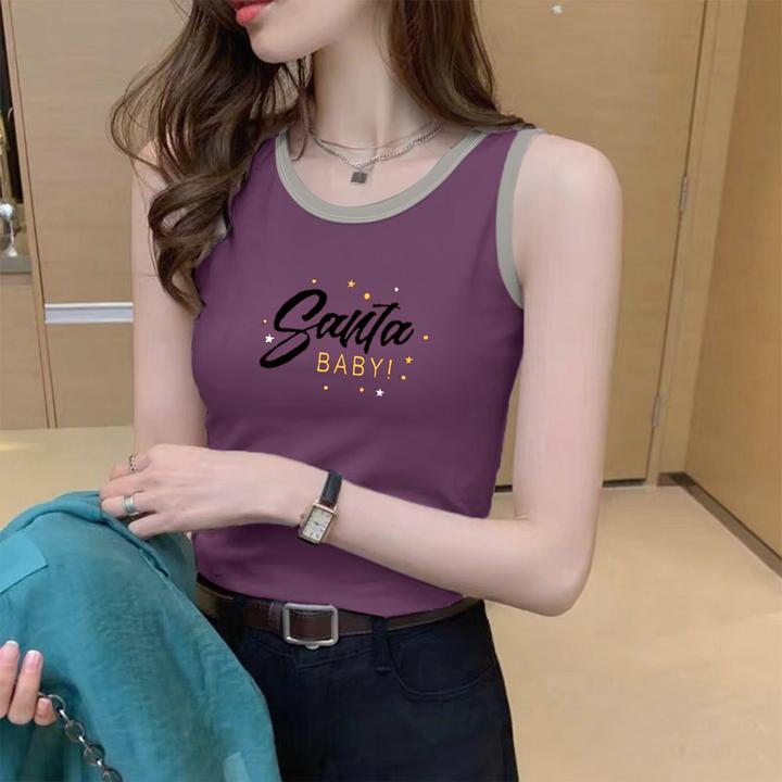 100%纯棉无袖背心女夏季新款韩版时尚洋气百搭运动体恤打底上衣