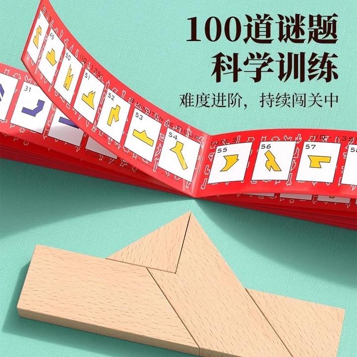 【 智力挑战益智100关】益智木质拼图教具平面几何拼板益智动脑创意
