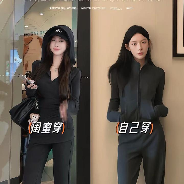 春季上新2025百搭舒适气质显瘦长袖网红立领女士休闲运动套装时尚