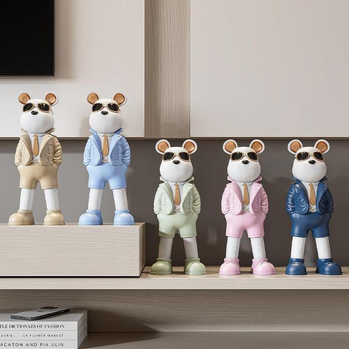 轻奢暴力熊客厅电视柜高档酒柜摆件新家直播间网红装饰品乔迁礼物