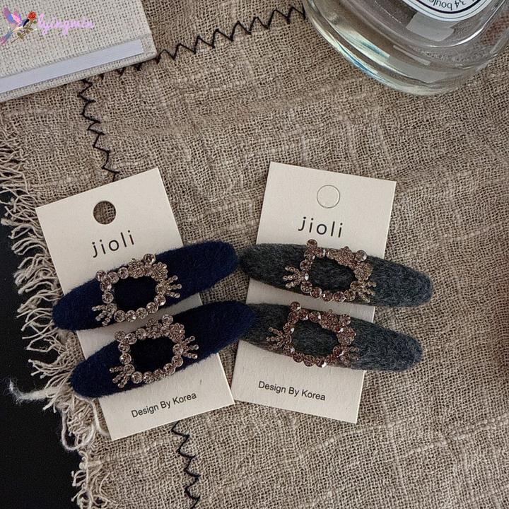 韩系可爱气质毛呢水钻kt猫侧边夹少女发卡刘海碎发夹子鸭嘴夹发饰