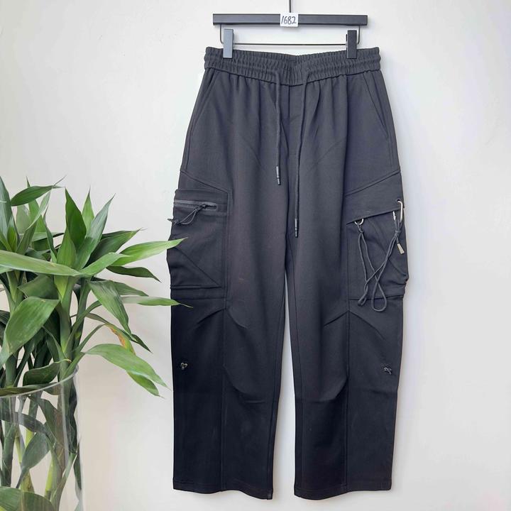 2025新款设计感潮牌休闲工装运动卫裤直筒阔腿裤拉链多包 1682
