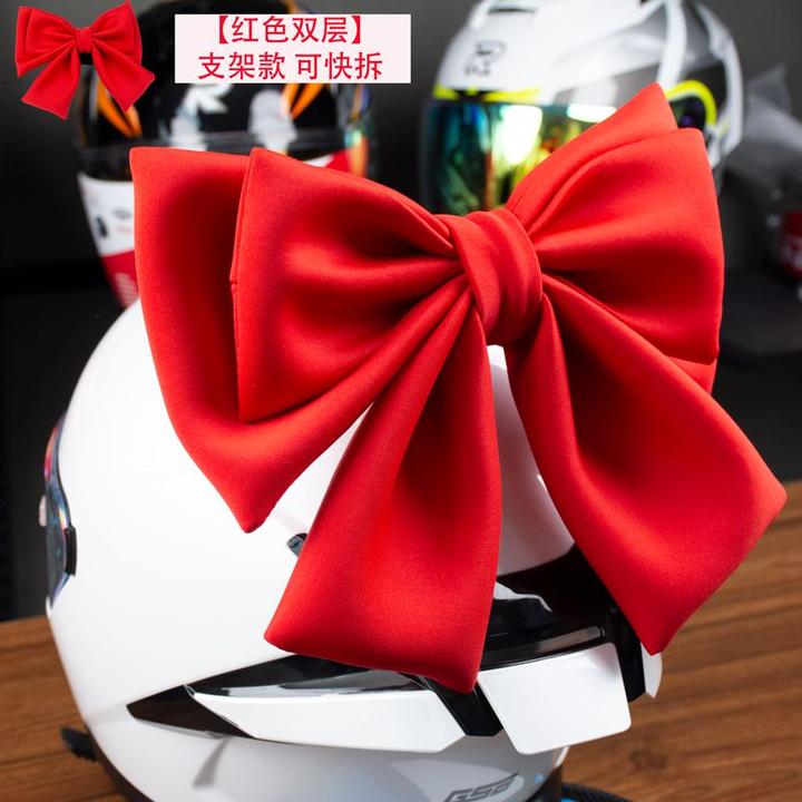 摩托机车头盔创意双色多层不规则蝴蝶结头盔装饰装饰