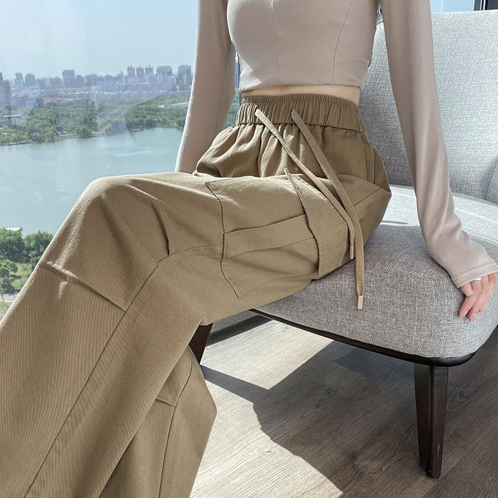 新款时尚洋气百搭女装2025年新款高腰宽松美式工装风休闲阔腿裤女