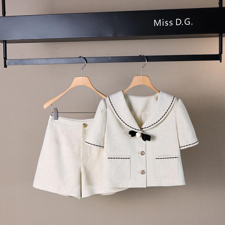 MissD.G.夏季通勤休闲风小个子显瘦法式减龄小香风套装XH-ZB523