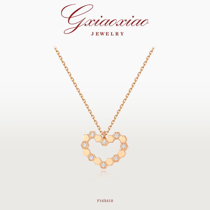 G XIAOXIAO 925银【蜂巢】法式气质爱心项链 F16X417 F16X418