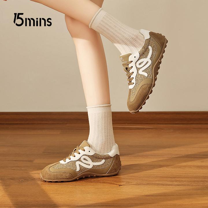 15MINS/15分钟拼接时尚德训鞋女阿甘鞋百搭休闲运动鞋轻便出游鞋