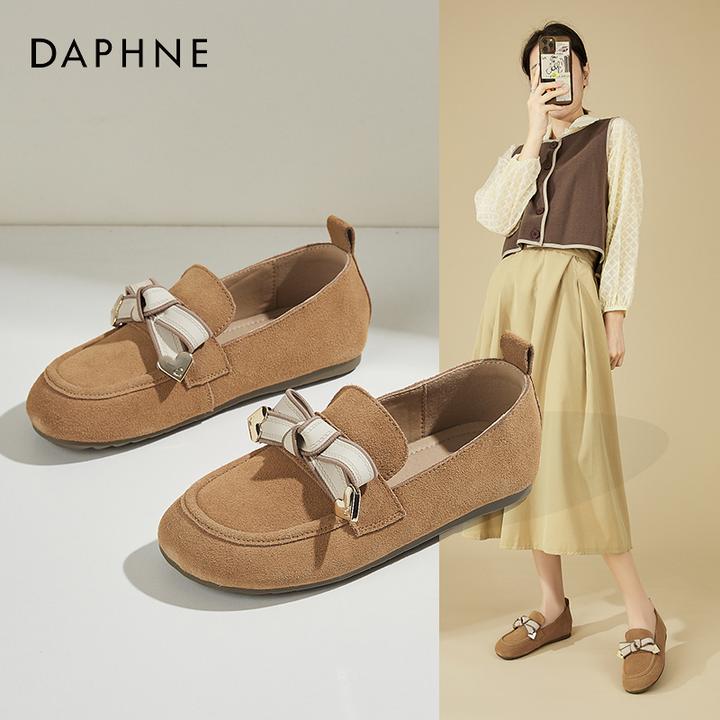 Daphne/达芙妮百搭乐福鞋女2025年爆款圆头软底平底单鞋豆豆鞋