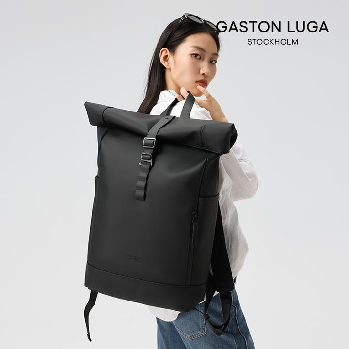 GASTON LUGA双肩背包男女款旅行出差大容量背包PU皮防水电脑背包