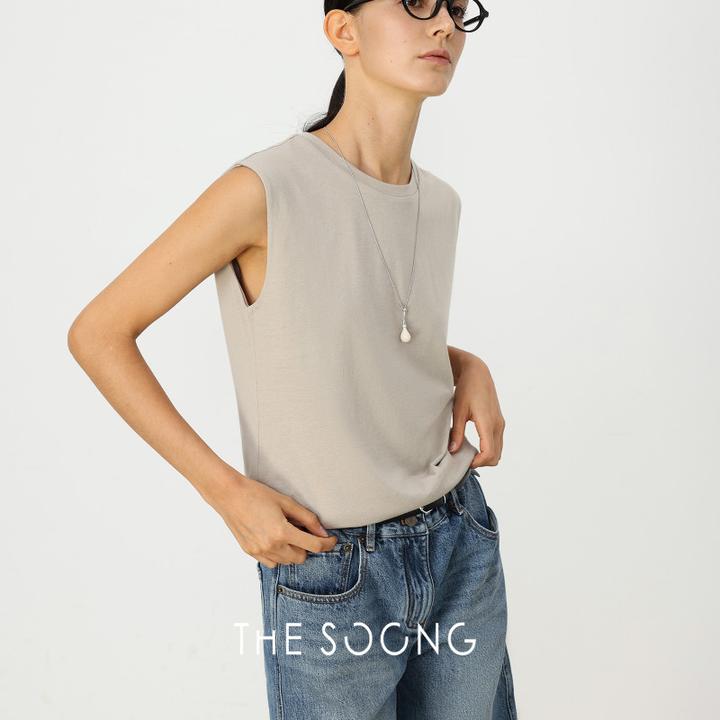 THESOONG|新西兰灵地思羊毛桑蚕丝坎肩上衣HBTX6353