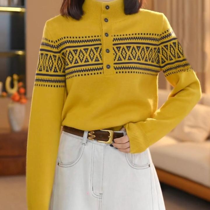 超好看费尔岛花边毛衣女款2025新款冬季半高领内搭打底衫爆款上衣