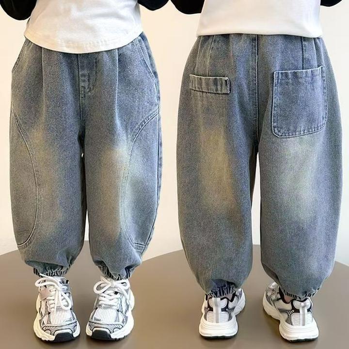 女童牛仔裤2025春秋新款儿童宽松束脚裤中小童女孩洋气外穿长裤潮