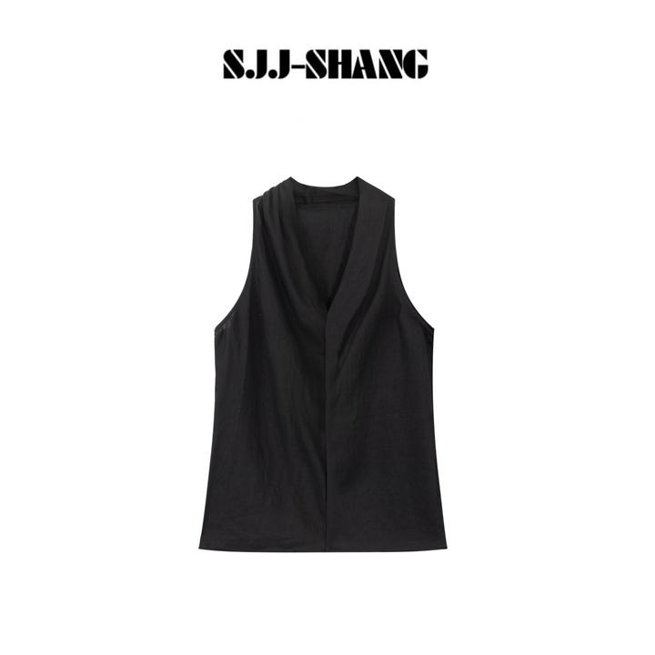 SJJ-SHANG【黑奢背心】25ss新品亚麻时尚气质高级感上衣q134902p