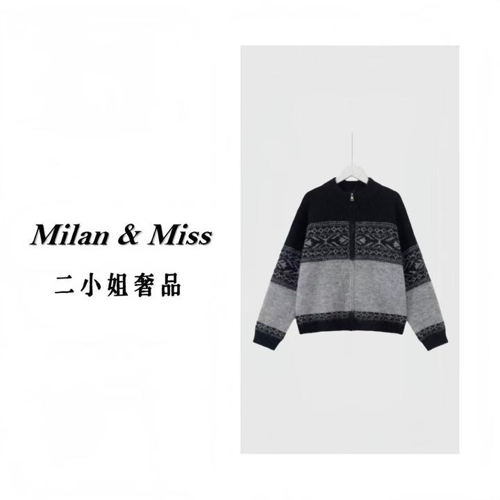 迷雾灰‘费尔岛’&双拉链款秋冬新款浣熊羊毛针织衫9941