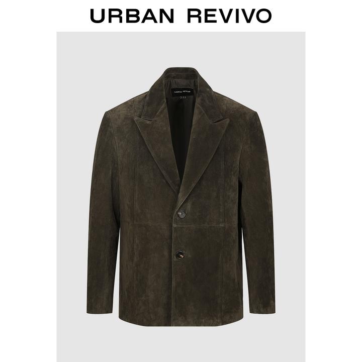 【秀场同款】UR2025冬季新款男装复古气质皮革西装UMF150087