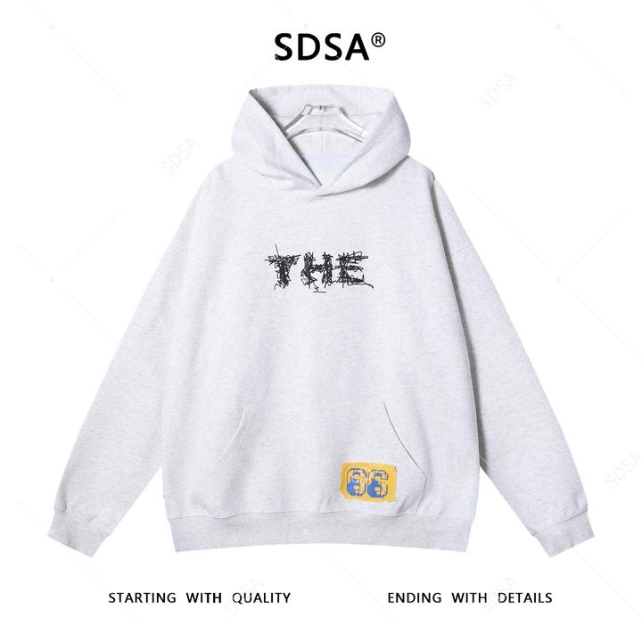 SDSA男士秋冬新款痞帅男装潮牌撞色印花字母连帽卫衣百搭宽松上衣