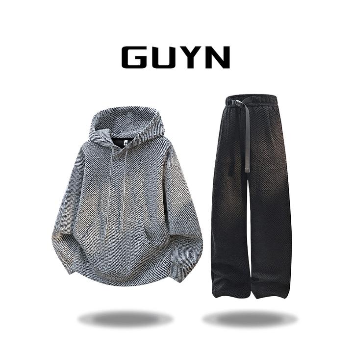 【品牌正品现货】GUYN春秋季男士开衫卫衣休闲套装连帽满天星休闲裤