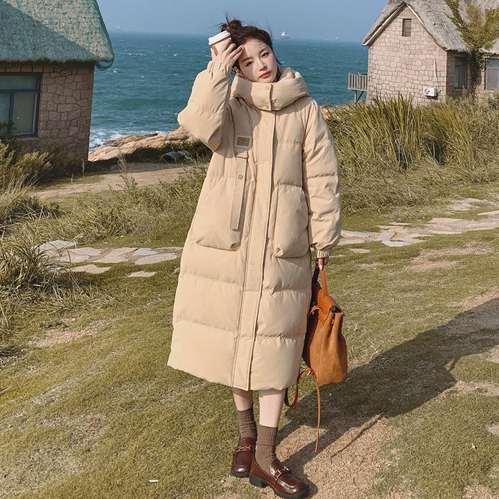 DUCURNO奶咖色中长款羽绒服女冬季2025新款韩系加厚保暖百搭外套