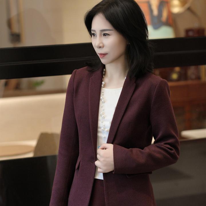 杜小小优雅至上-法式简约气质休闲百搭时尚显瘦羊毛西装外套98356