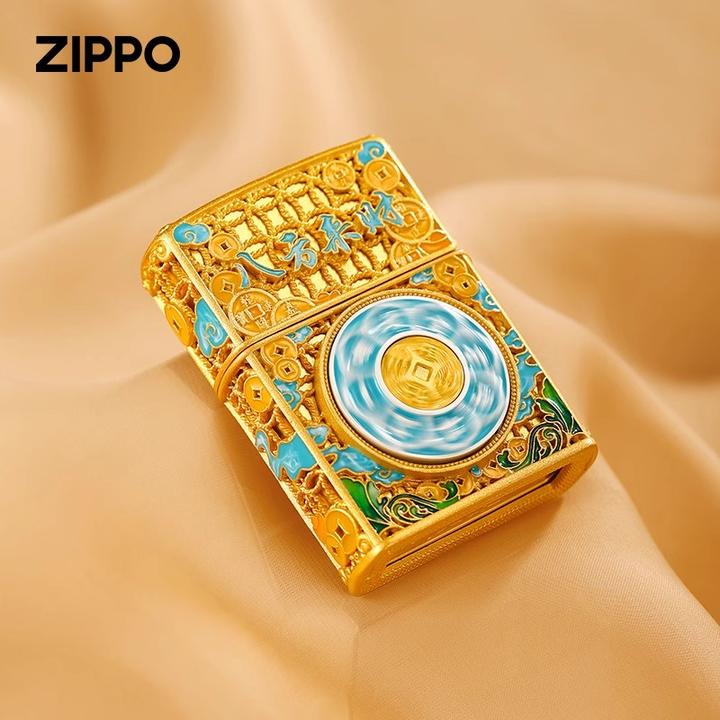 ZIPPO/之宝八方来财珐琅彩夜光礼盒防风算盘打火机送礼收藏推荐