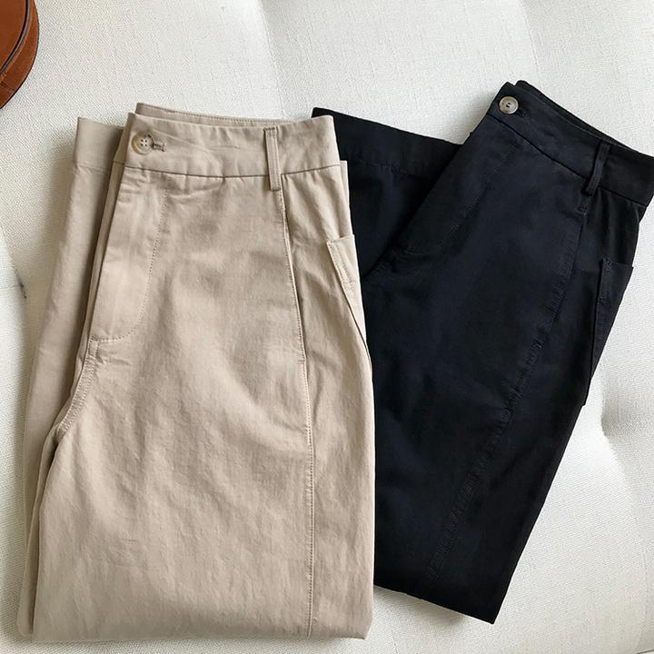 2025秋季新款时尚极简风纯色休闲裤阔腿裤子女日系气质百搭休闲裤