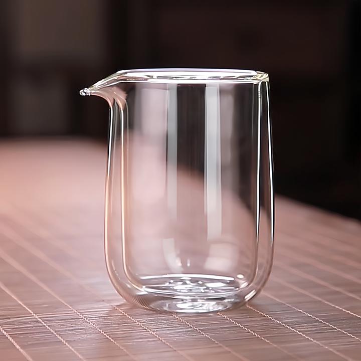 双层透明玻璃公道杯大小号隔热公杯功夫茶具过滤茶漏滤网分茶器